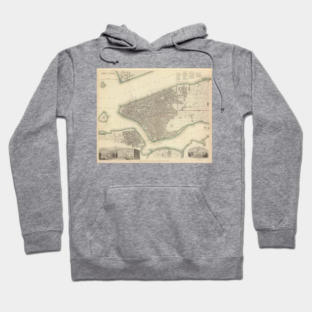 Vintage Map of Lower New York City (1840) Hoodie by Bravuramedia